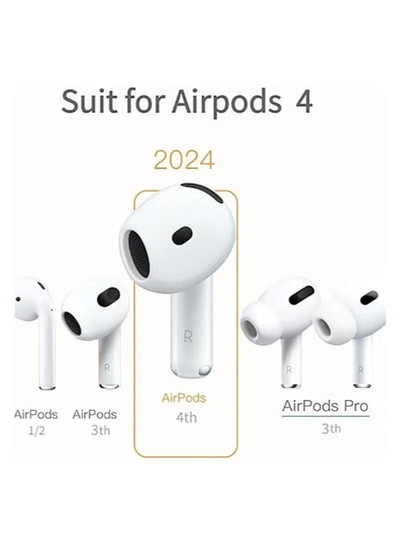 3 Pairs Cover for AirPods 4 Anti Scratches Add Grip Sport Ear Tips Compatible with AirPods 4th Generation (White，Black and Clear) - Image 3